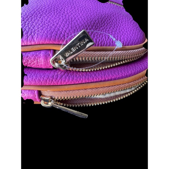 Valentina Italy Leather Magenta Backpack Purse Gold Hardware Adjustable Straps - Picture 6 of 6